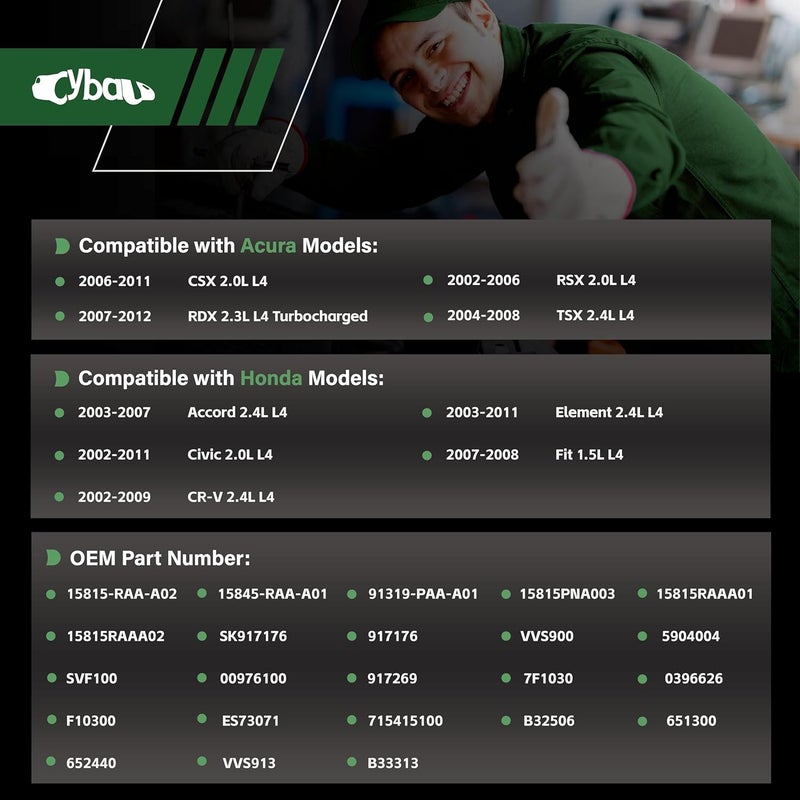 Cybal 15845-RAA-A01 91319-PAA-A01 Head Cylinder Solenoid Valve Gasket Set Fit 02-12 Acura CSX/RDX/RSX/TSX Honda Accord/Civic/CR-V/Element/FIT 1.5L/2.0L/2.4L 15815-RAA-A02,15815PNA003,917-176,VVS900,SVF100 - Image 5